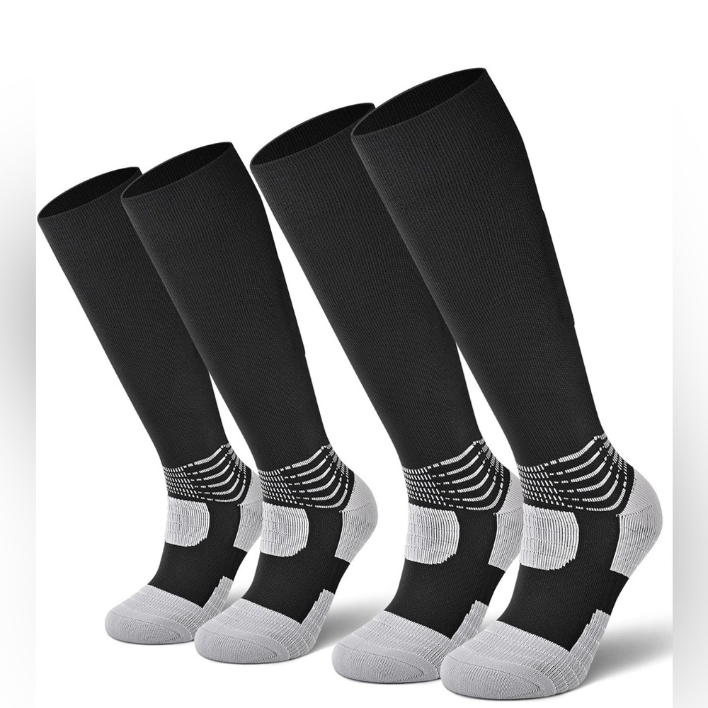 IRAMY Black Unisex Ankle Compression Socks 2 Pairs Men 12-15 Women 12 NEW